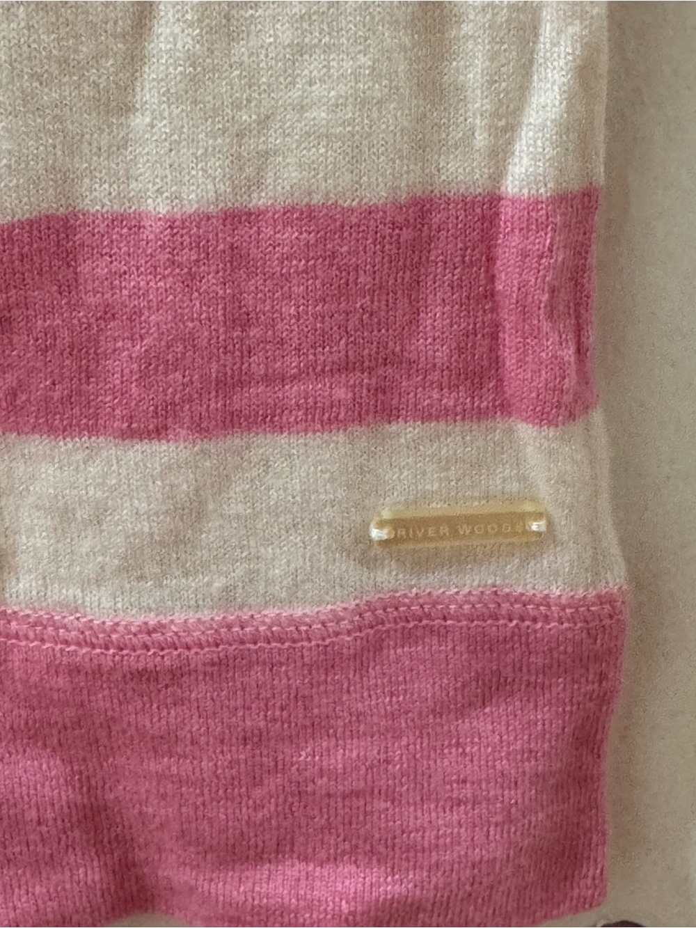Striped Pink and White Short-Sleeve Knit Top - Picture 2 of 5